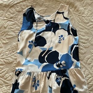 Tribal Blue and Cream Floral Top